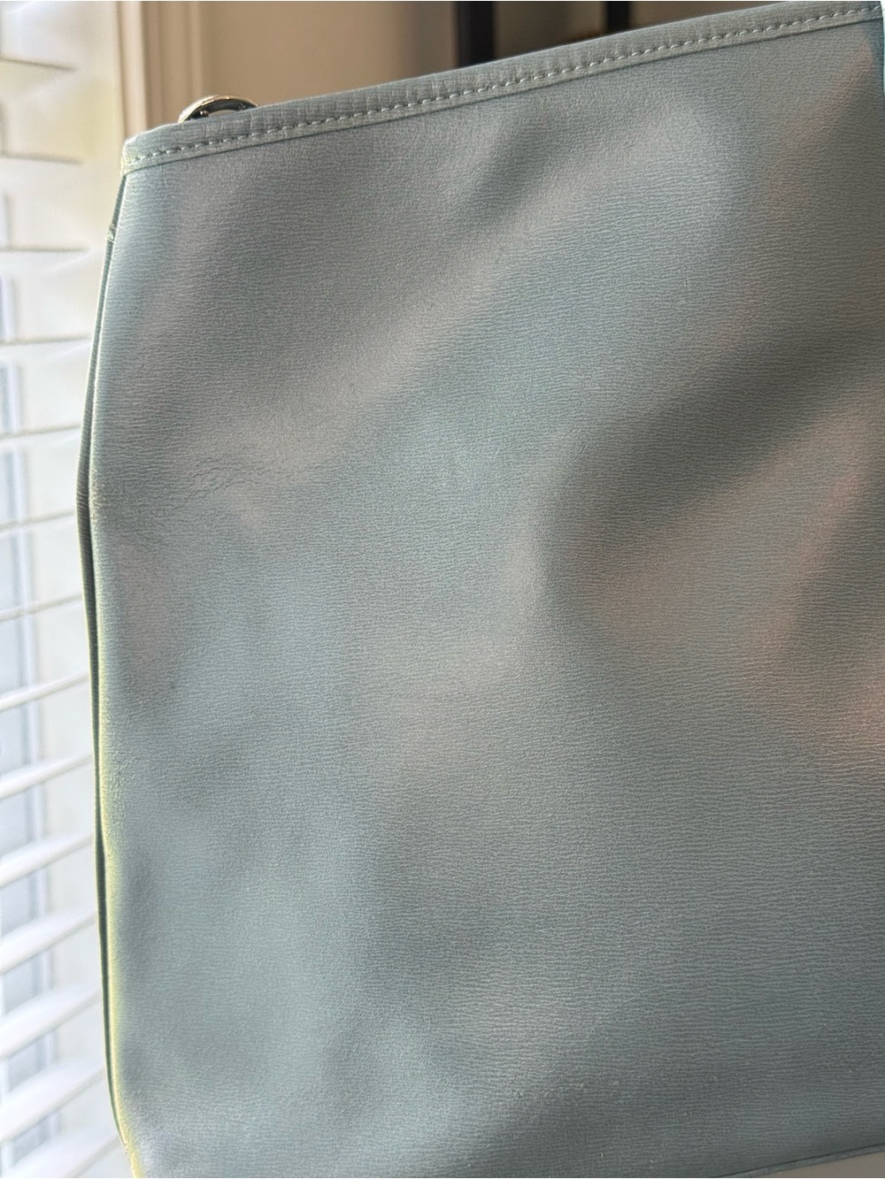 Longchamp Roseau Leather Bucket Bag Blue Grey - Picture 8 of 14